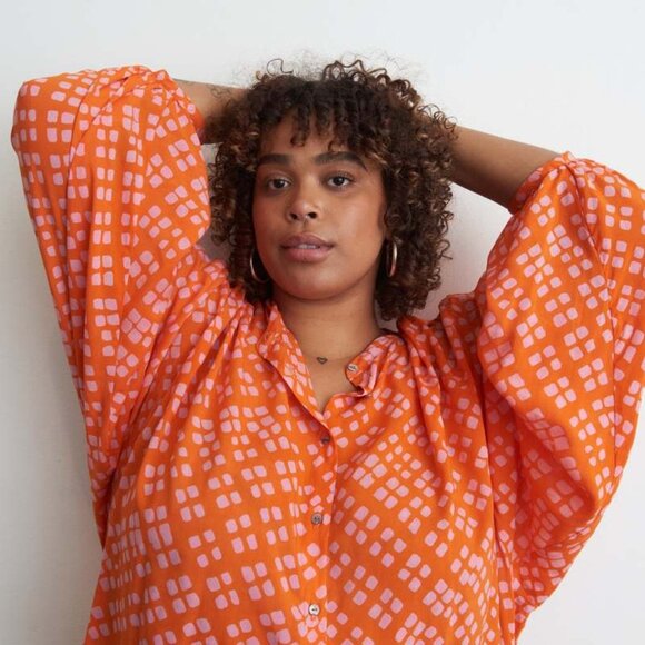 Osei Duro Flouncy Blouse in Sugar Cube Pattern Sz 1 - Picture 2 of 10